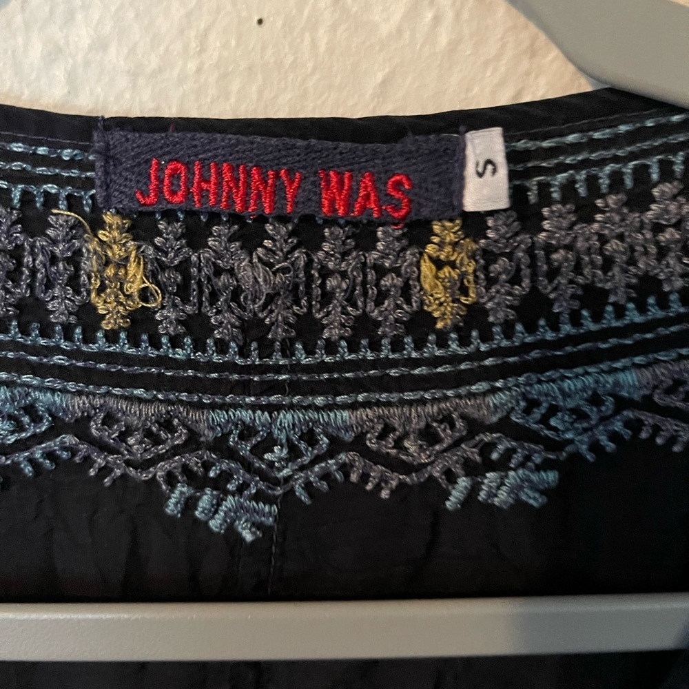 Johnny Was Black Embroidered Tunic with Pink Accents - Picture 4 of 6